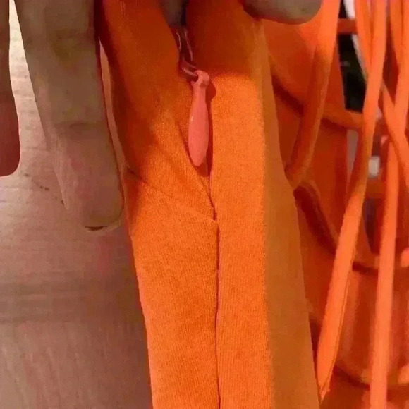 BEBE Orange Dress With Criss Cross Back - NWT - Size XXS - B40 - Picture 5 of 7